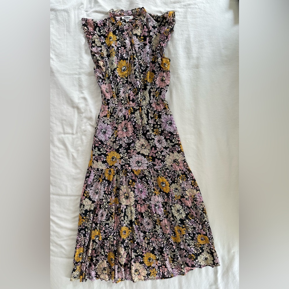 BB Dakota Floral Midi Dress with Ruffle Sleeves